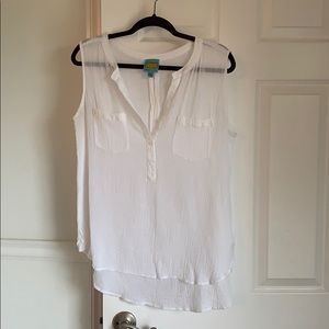 Gauzy white sleeveless blouse